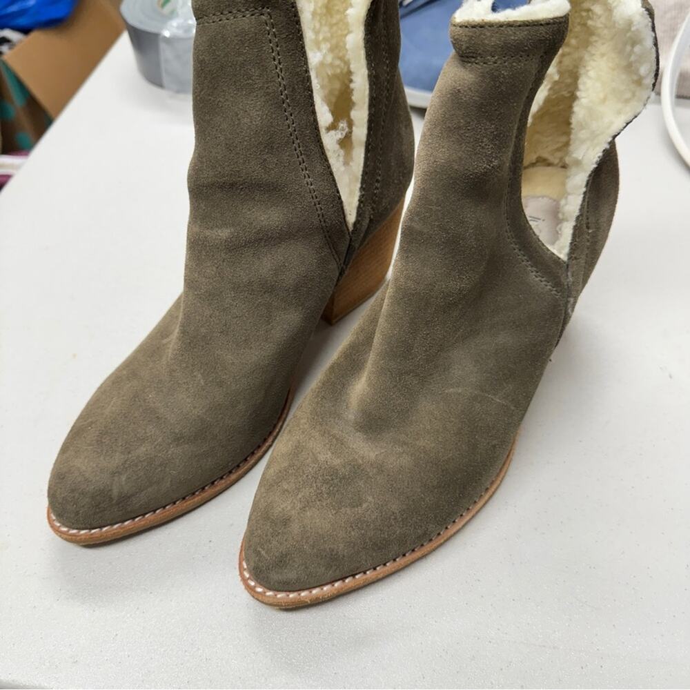 Jeffrey Campbell Green Suede Leather Ankle Boots Womens 8 Fall Booties Classic - Picture 4 of 10